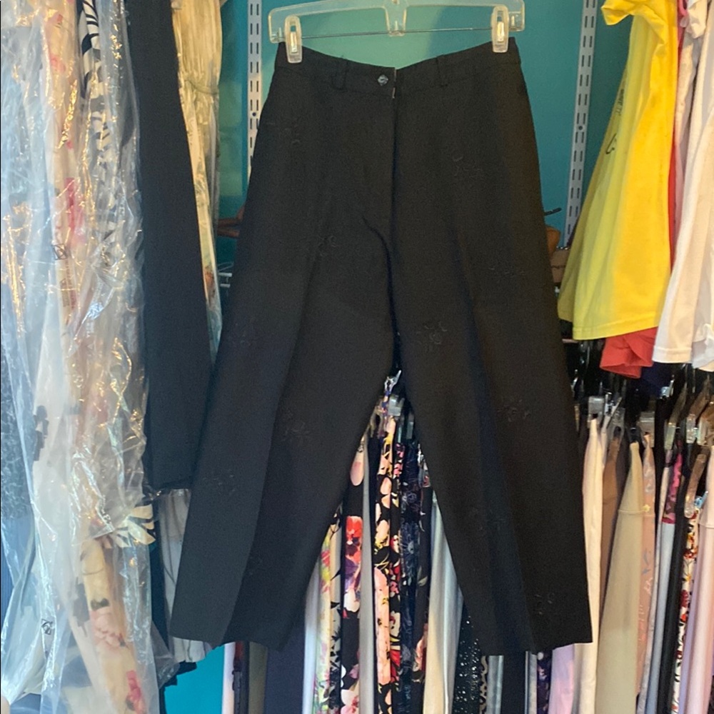 Black Cropped Wide-Leg Pants